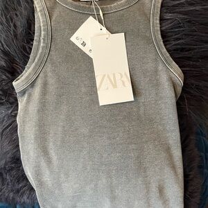 Zara Charcoal Ribbed Sleeveless Top